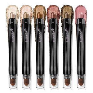 6pc Classic Neutral Eyeshadow Stick Makeup Set | Metallic Shimmer Matte Cream
